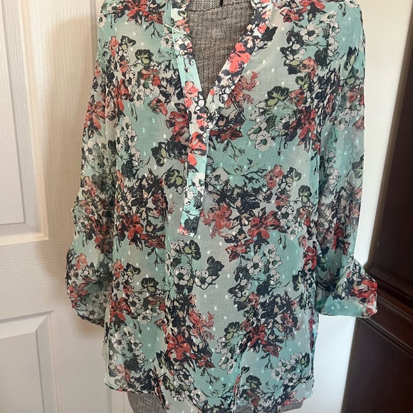 Kut from the Kloth Multicolor Henley Blouse -M - Picture 2 of 8